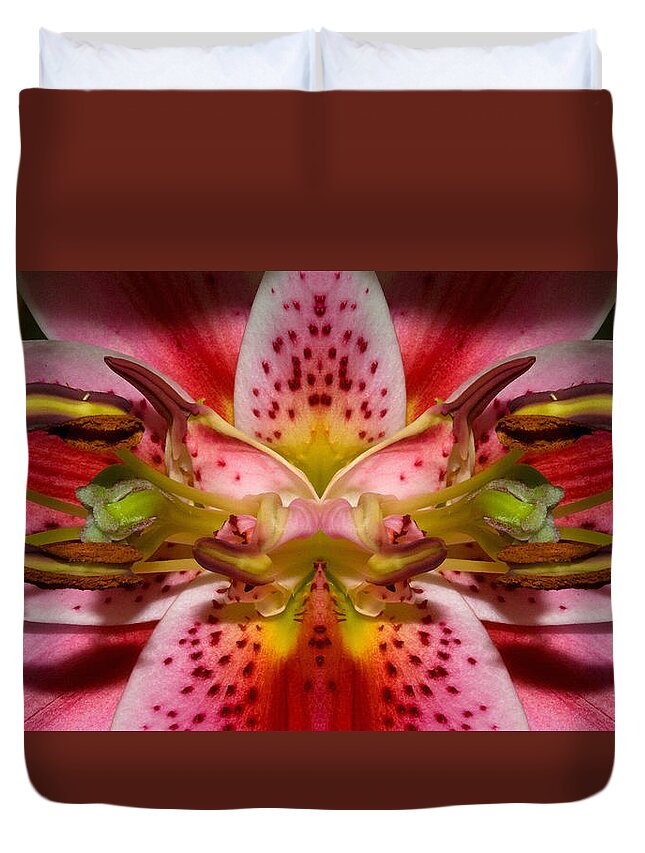 Lily Duvet Cover featuring the photograph Lily Embrace by WB Johnston