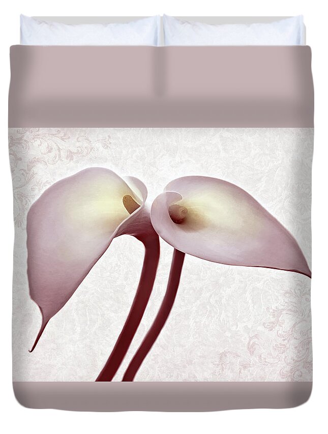 Calle Lilies Duvet Cover featuring the photograph Lily Life by Leda Robertson
