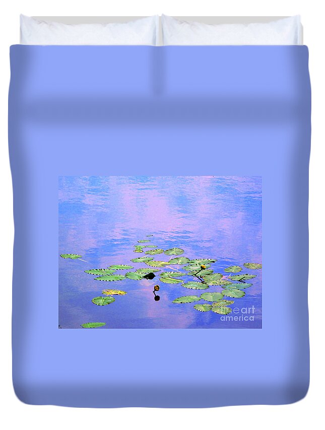 Water Duvet Cover featuring the photograph Laying Low like a Lily Pond by Sybil Staples