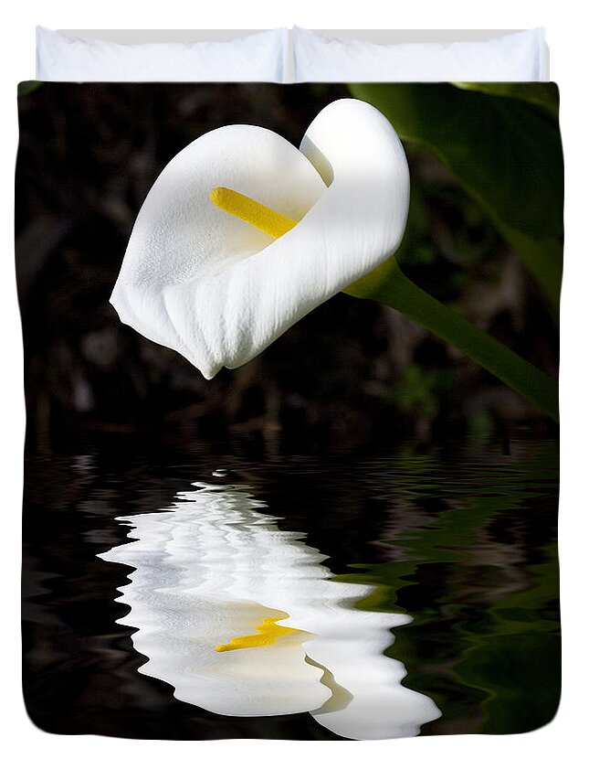 Lily Reflection Flora Flower Duvet Cover featuring the photograph Lily reflection by Sheila Smart Fine Art Photography