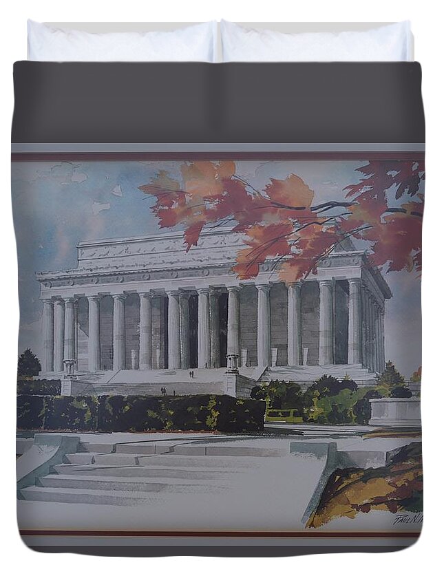 Lincoln Memorial Duvet Cover featuring the painting Lincoln Memorial by Paul N Norton