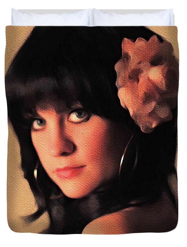 Linda Duvet Cover featuring the painting Linda Ronstadt, Music Legend by Esoterica Art Agency