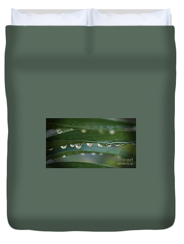 Droplets Duvet Cover featuring the photograph Line up by Yumi Johnson