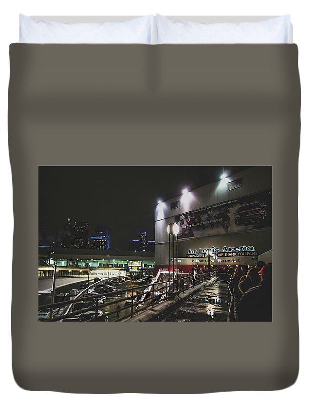 Detroit Duvet Cover featuring the photograph Lined up outside the Joe by Jay Smith