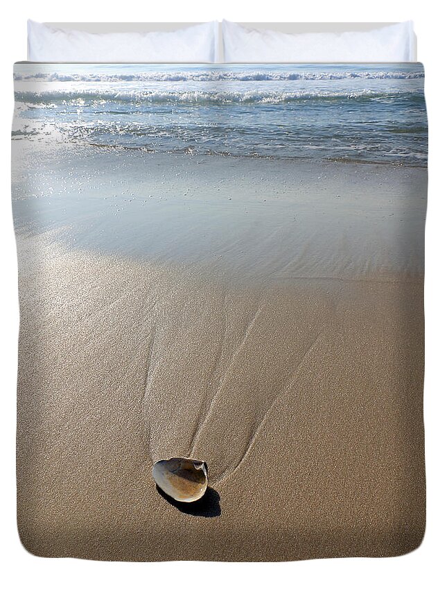 Seashore Duvet Cover featuring the photograph Lines in the Sand by Mary Haber