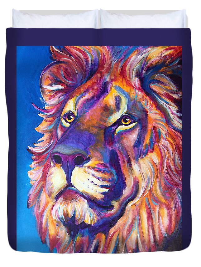 Cecil Duvet Cover featuring the painting Lion - Cecil by Dawg Painter