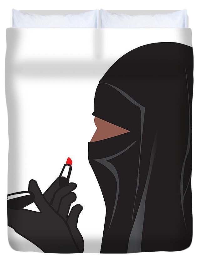Lipstick Duvet Cover featuring the digital art Lipstick Niqabi by Scheme Of Things Graphics
