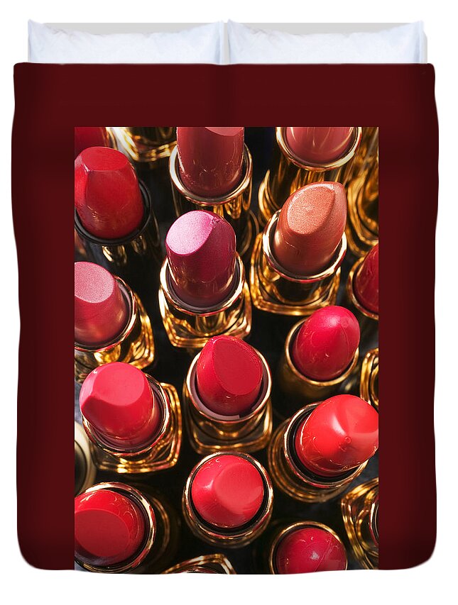 Lipstick Duvet Cover featuring the photograph Lipstick Rows by Garry Gay