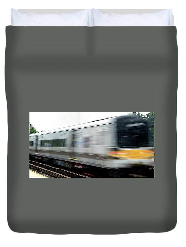 Lirr East Bound Long Island Railroad New York Duvet Cover featuring the photograph LIRR East Bound by William Kimble