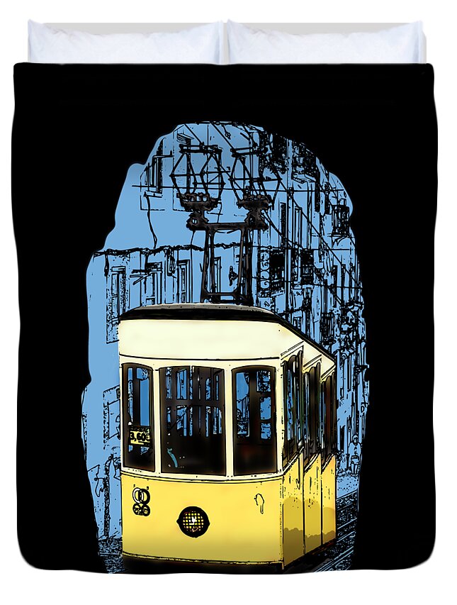 Lisbon Duvet Cover featuring the digital art Lisbon by Piotr Dulski