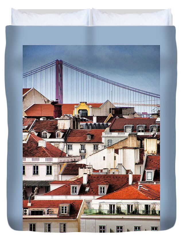 Europe Duvet Cover featuring the photograph Lisbon Rooftops by Dennis Cox