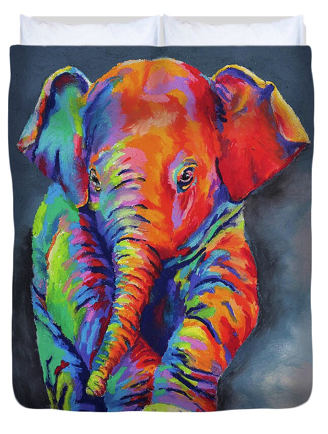Elephant Duvet Cover featuring the painting Little Big One by Stephen Anderson