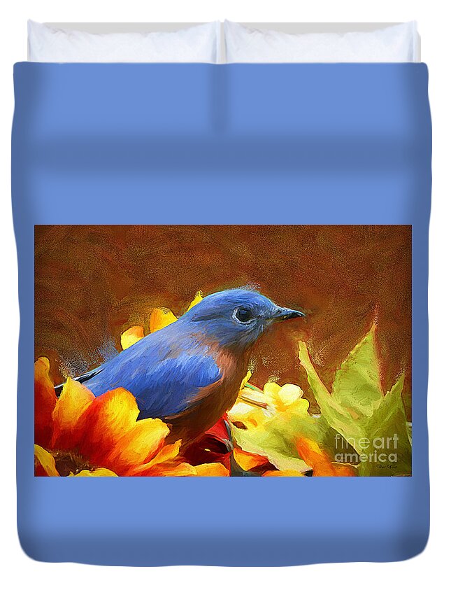 Bluebird Duvet Cover featuring the painting Little Boy Blue by Tina LeCour