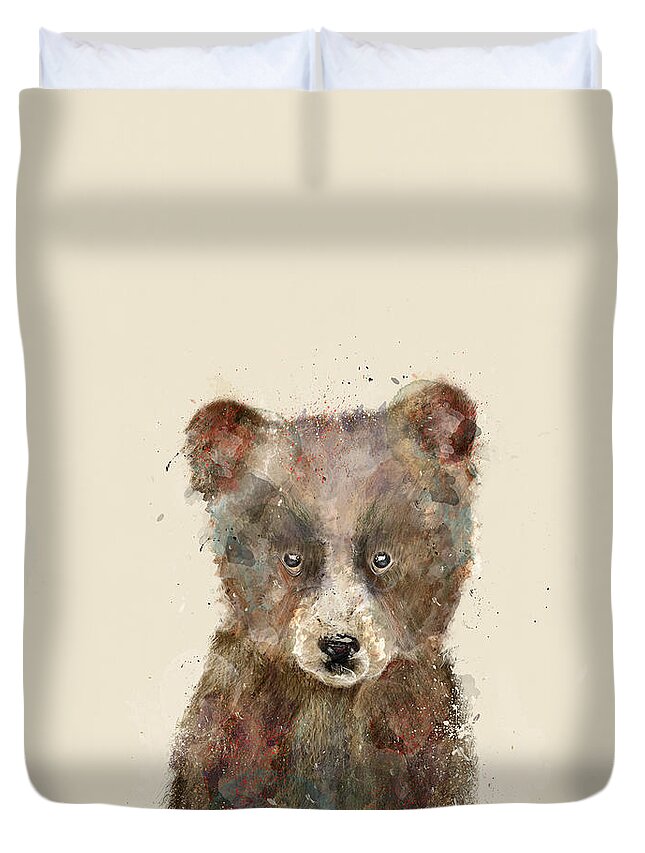 Bears Duvet Cover featuring the painting Little Brown Bear by Bri Buckley