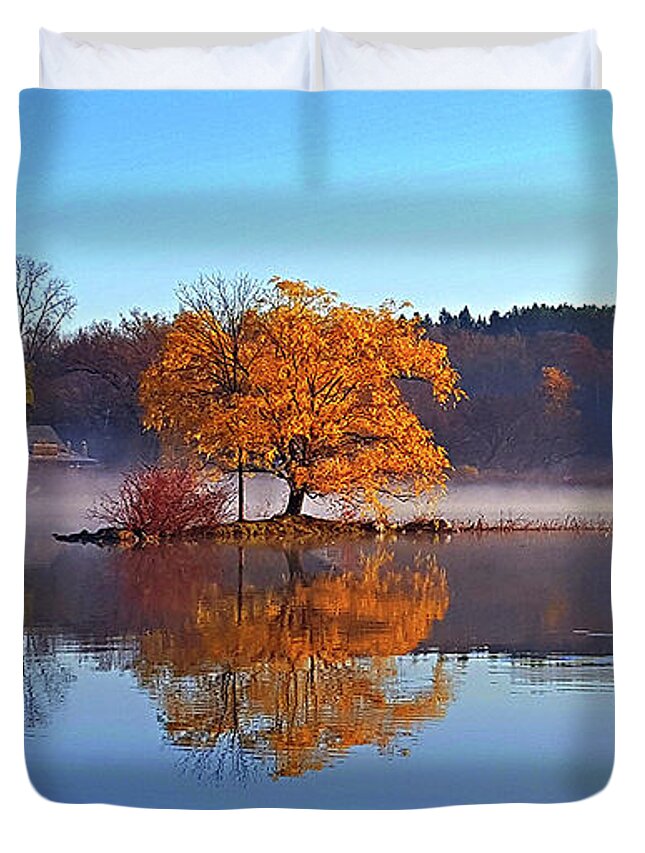 Clouds Duvet Cover featuring the photograph Little Cedar Lake by Phil Koch