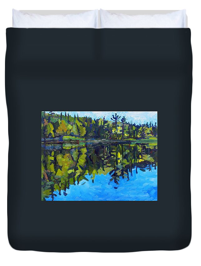 Limberlost Duvet Cover featuring the painting Little Clear Morning by Phil Chadwick