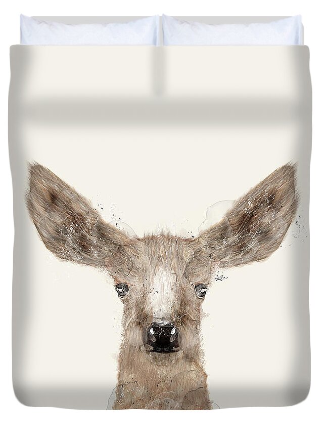 Deer Duvet Cover featuring the painting Little Deer Fawn by Bri Buckley