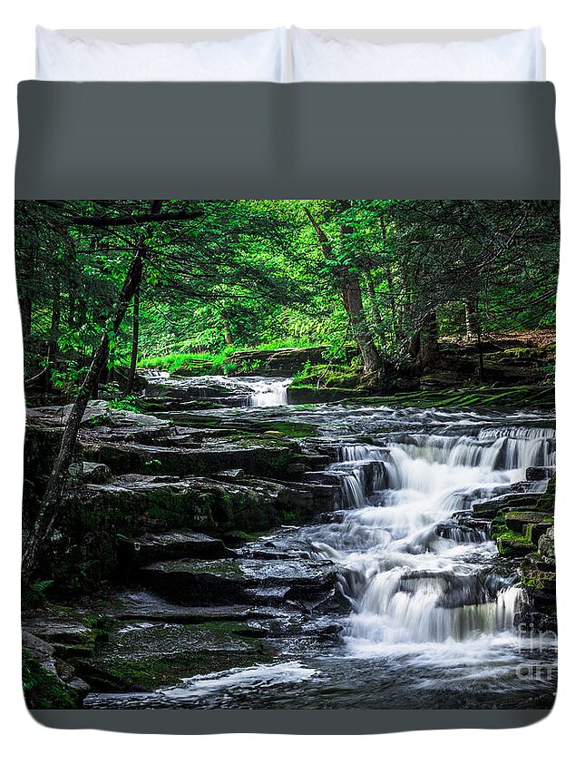 Little Falls Duvet Cover featuring the photograph Little Falls by David Rucker