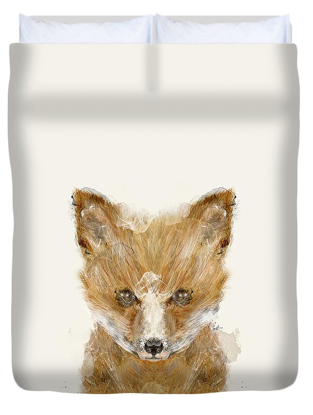 Fox Duvet Cover featuring the painting Little Fox Cub by Bri Buckley