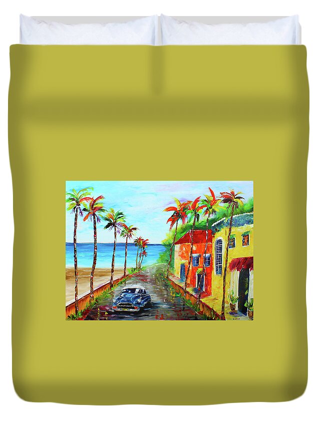 City Paintings Duvet Cover featuring the painting Little Havana by Kevin Brown