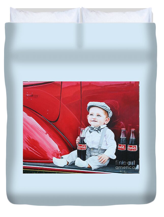 Portrait Duvet Cover featuring the painting Little Mason by Mike Ivey