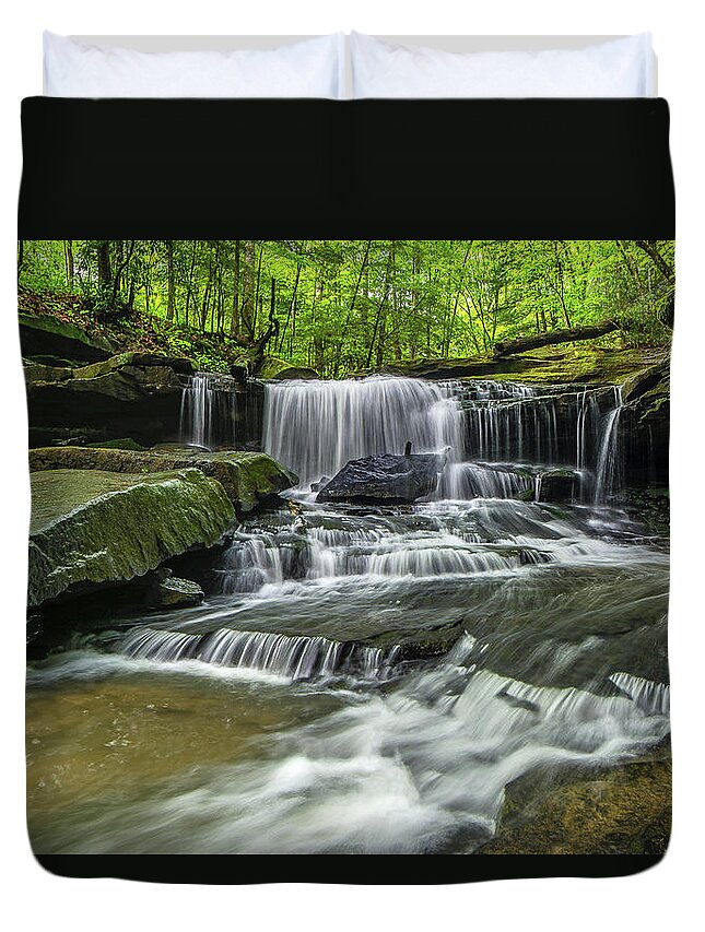 Waterfalls Duvet Cover featuring the photograph Little Mudlick falls by Ulrich Burkhalter
