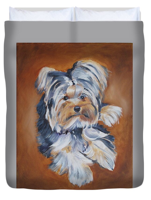 Pets Duvet Cover featuring the painting Little Zoey by Kathie Camara