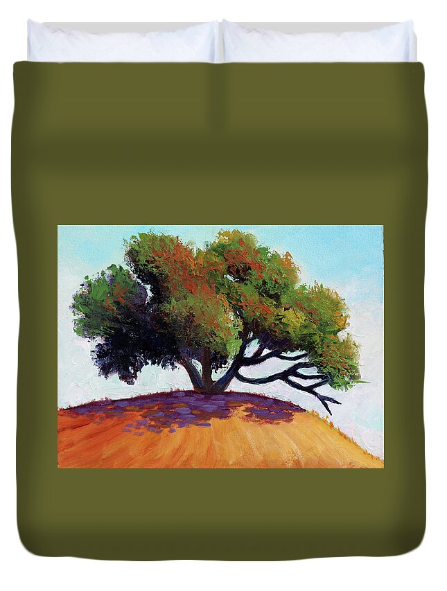 Tree Duvet Cover featuring the painting Live Oak Tree by Kevin Hughes