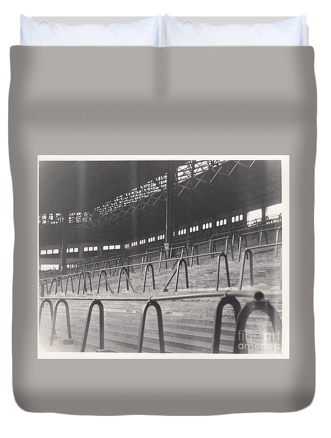 Liverpool Duvet Cover featuring the photograph Liverpool - Anfield - The Kop 1 - 1969 by Legendary Football Grounds