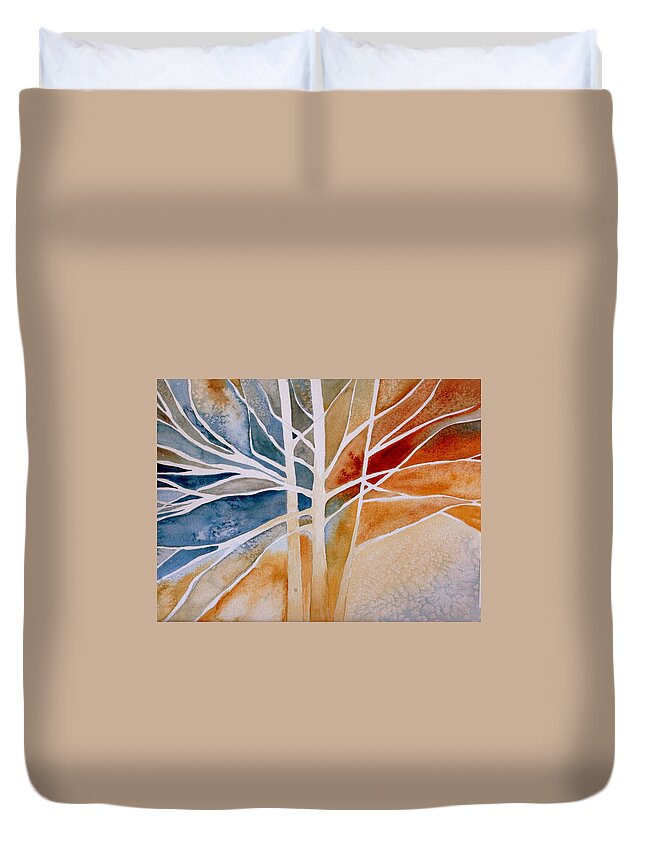 Watercolor Duvet Cover featuring the painting Lives Intertwined 2 by Julie Lueders 
