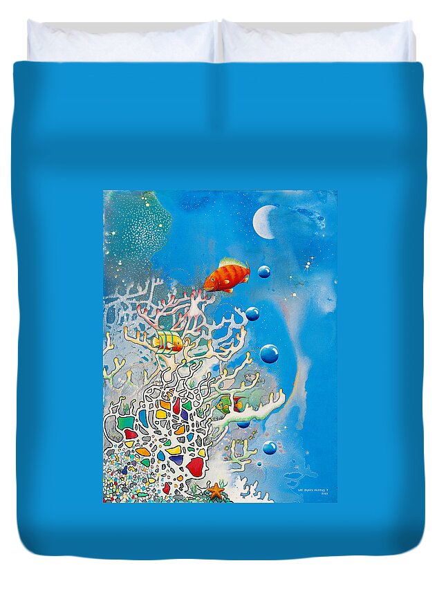 Beach House Duvet Cover featuring the painting Liza's Reef by Lee Pantas