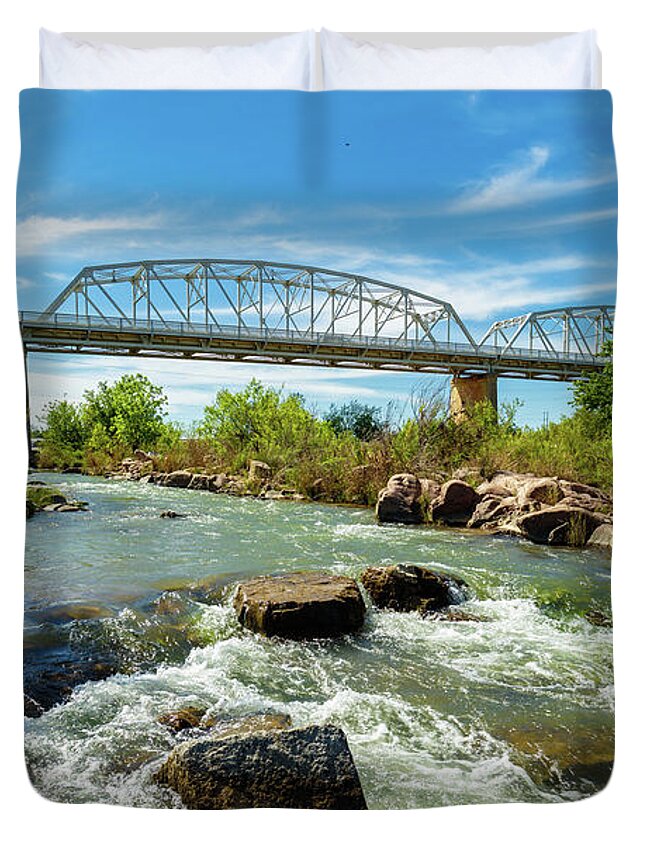 Highway 71 Duvet Cover featuring the photograph Llano River by Raul Rodriguez