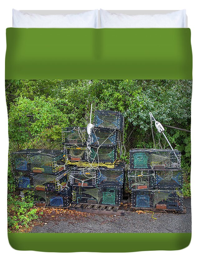 Seafood Duvet Cover featuring the photograph Lobster Traps by Kevin Craft