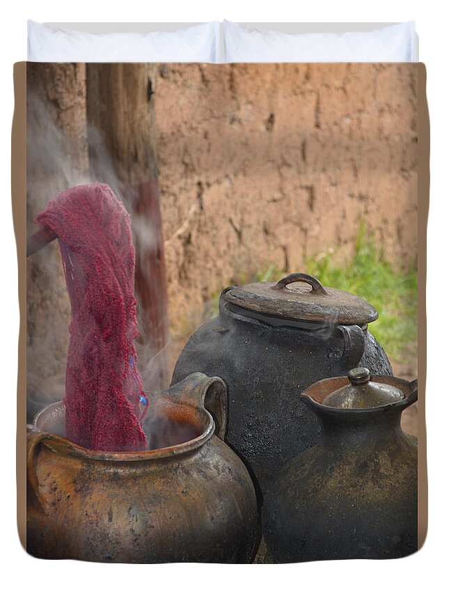 Pots Duvet Cover featuring the photograph Local Traditions. Peru by Ksenia VanderHoff