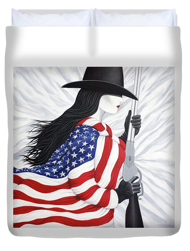 America Duvet Cover featuring the painting Locked And Loaded Number Two by Lance Headlee