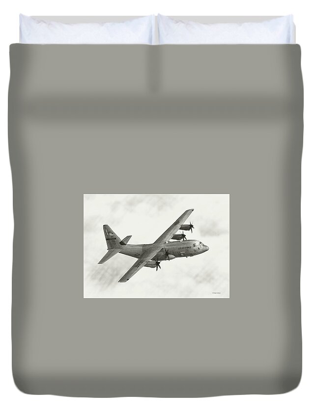 Air Force Duvet Cover featuring the digital art Lockheed C-130J Hercules by Douglas Castleman