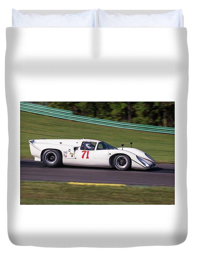Lola Duvet Cover featuring the photograph Lola T70 #71 Thumel by Alan Raasch