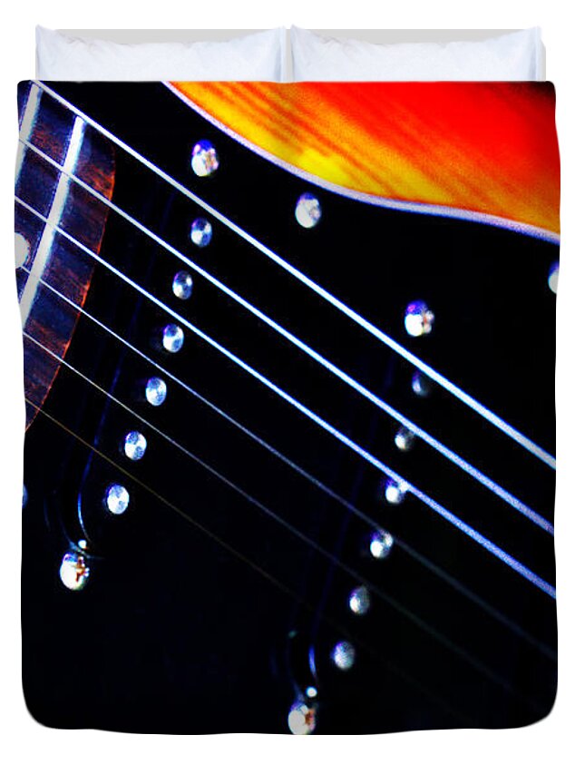 Instrument Duvet Cover featuring the photograph Lone Guitar by Stephen Melia