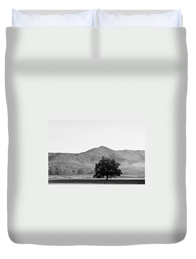 Tree Duvet Cover featuring the photograph Lone Mountain Tree by Bob Decker