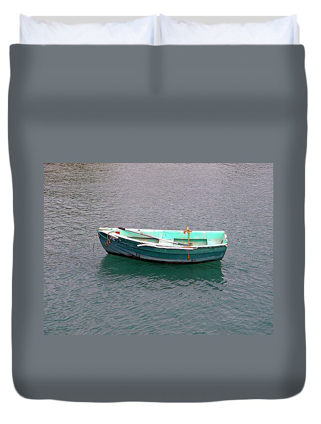 Frank Wilson Duvet Cover featuring the photograph Lone Skiff by Frank Wilson
