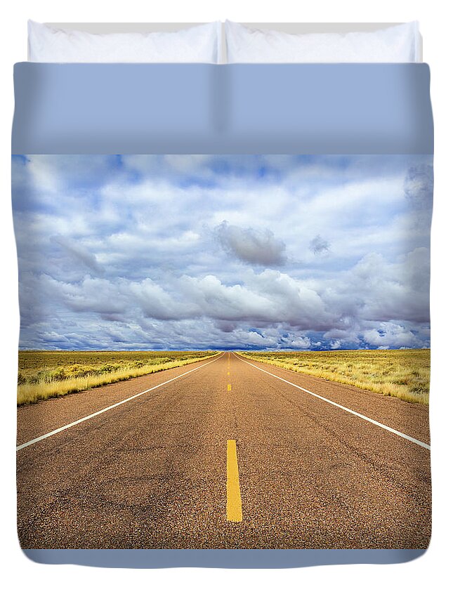 Arizona Duvet Cover featuring the photograph Lonely Arizona Highway by Raul Rodriguez