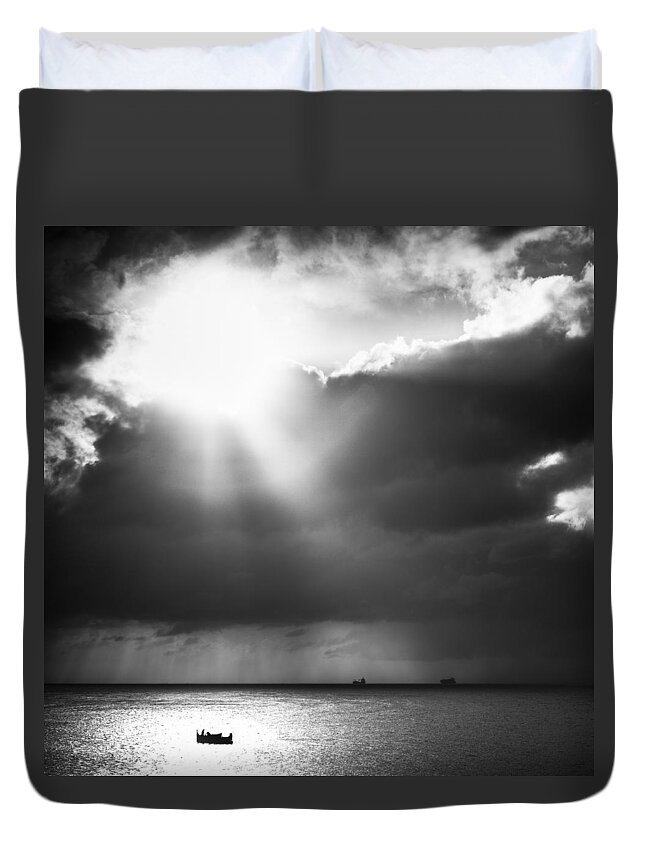 Europe Duvet Cover featuring the photograph Lonely at sea by Neil Alexander Photography