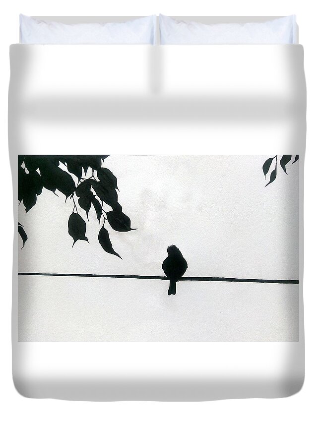 Bird Duvet Cover featuring the painting Lonely Bird by Silpa Saseendran