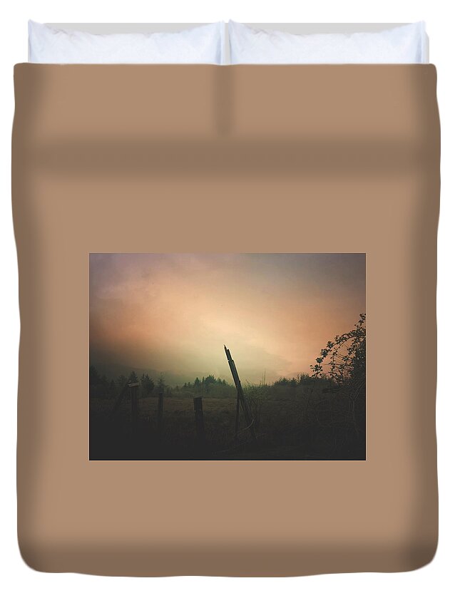 Rural Duvet Cover featuring the digital art Lonely Fence Post by Chriss Pagani