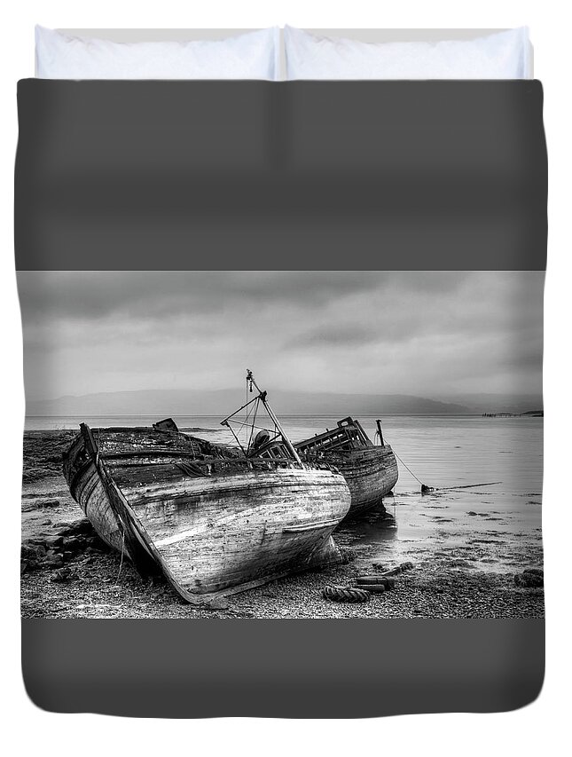 Isle Of Mull Duvet Cover featuring the photograph Lonely fishing boats by Michalakis Ppalis