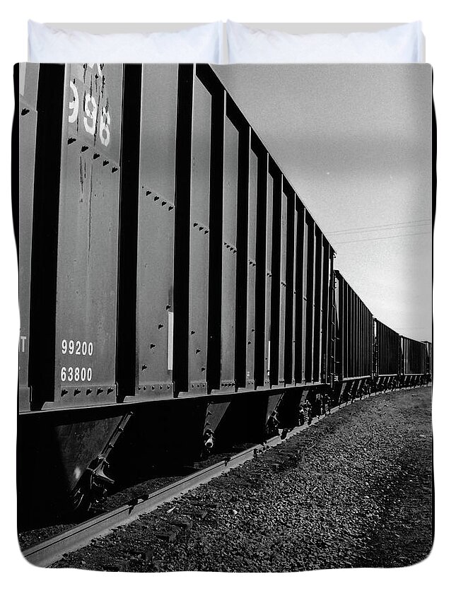 Train Duvet Cover featuring the photograph Long Black Train by Tara Lynn