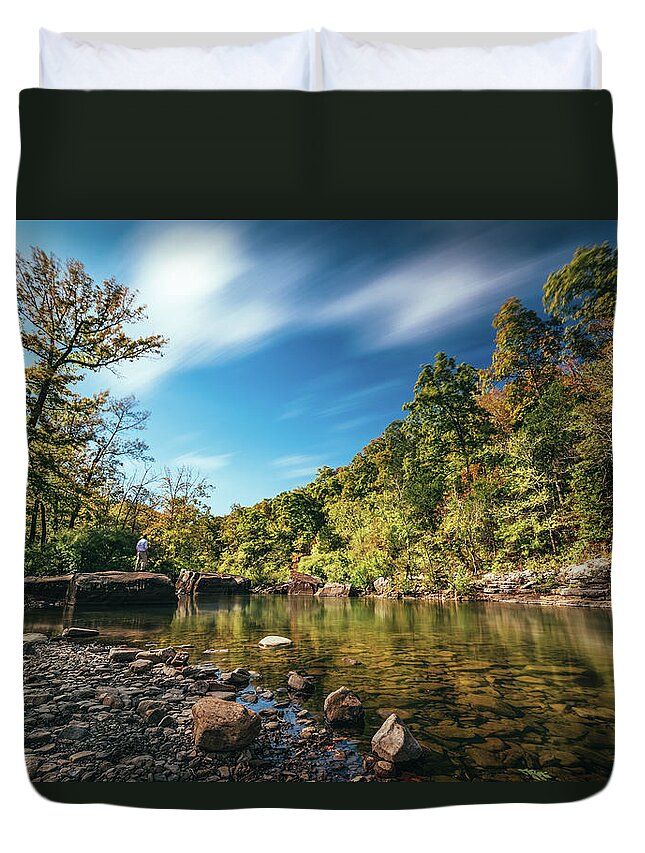 Arkansas Duvet Cover featuring the photograph Long exposure richland creek by Mati Krimerman