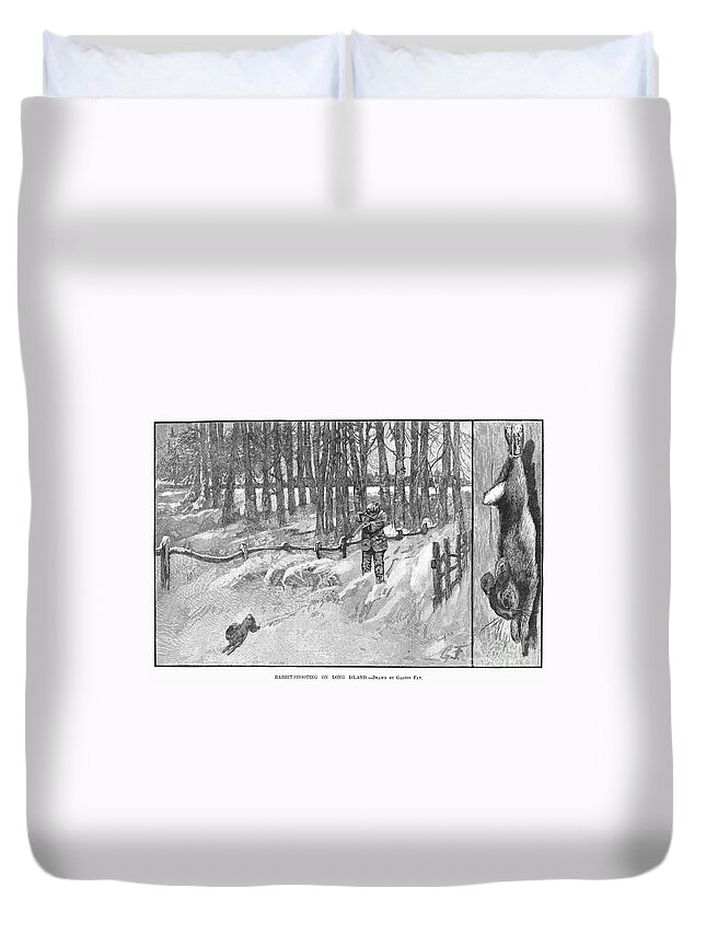 1883 Duvet Cover featuring the photograph Long Island: Rabbit Hunt by Granger