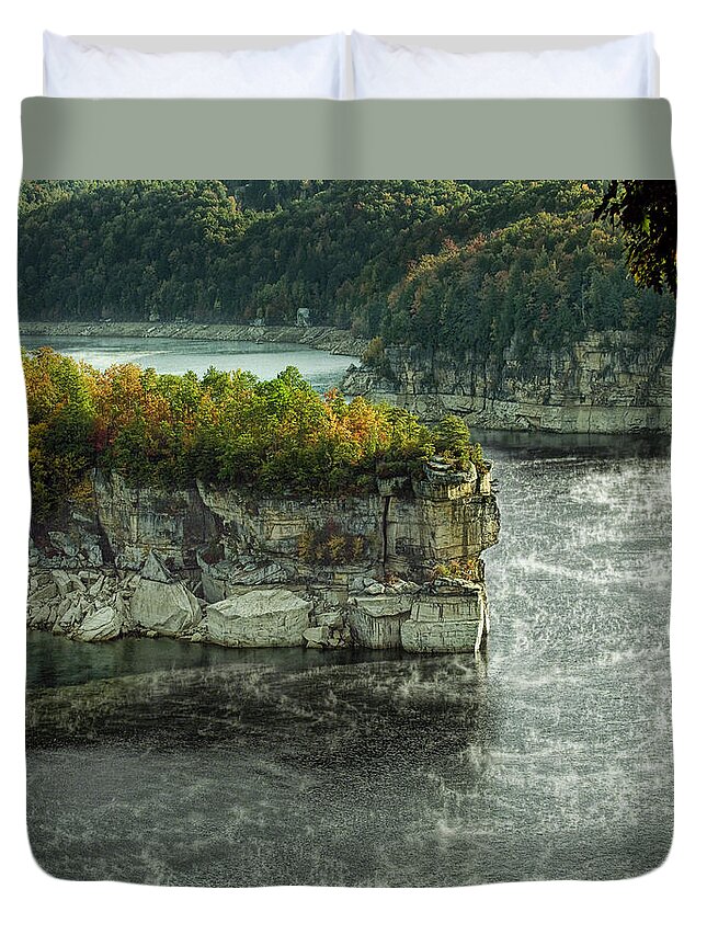 Long Point Duvet Cover featuring the photograph Long Point Clff by Mark Allen