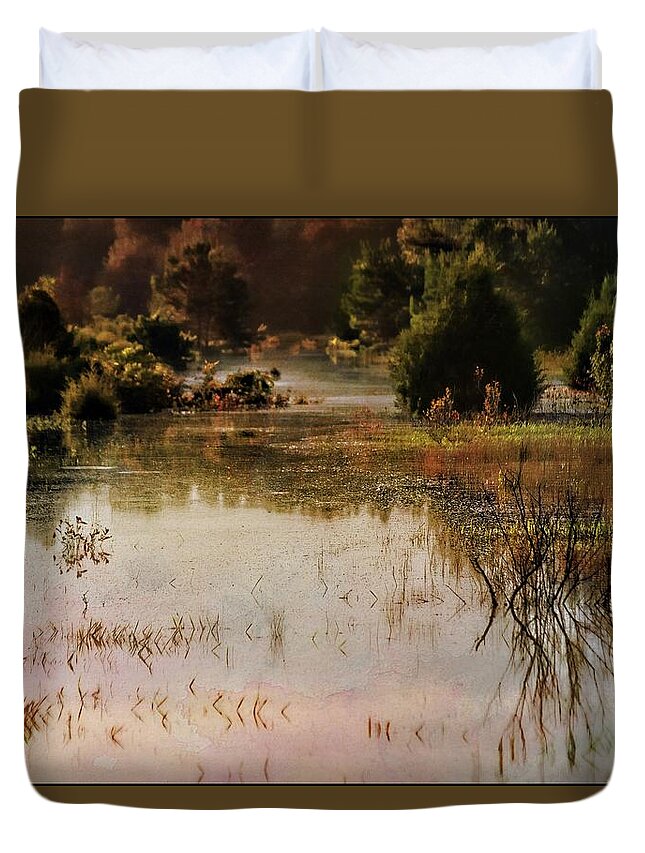 Long Pond Misty Morning Duvet Cover featuring the photograph Long Pond Misty Morning by Sheri McLeroy